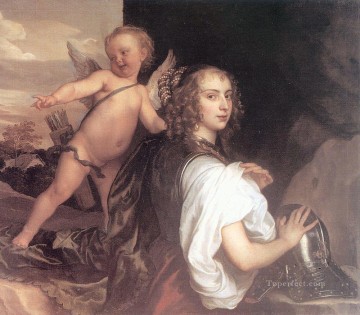  Cupid Canvas - Portrait of a Girl as Erminia Accompanied by Cupid Baroque court painter Anthony van Dyck